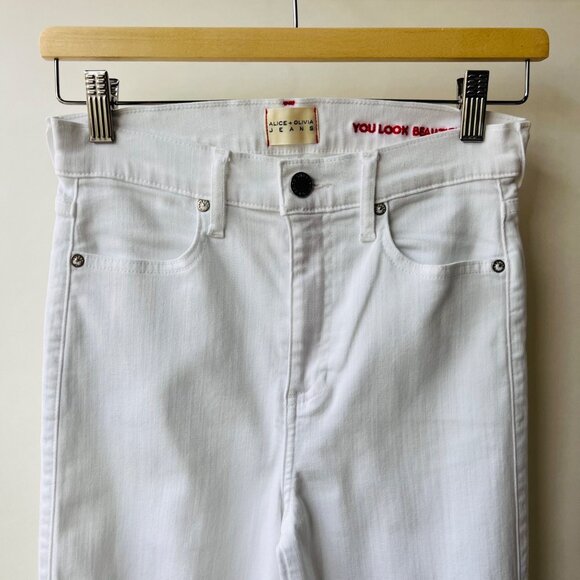 Alice + Olivia Beautiful High Rise Bell jeans, white, Size 25 N60 - Picture 5 of 11